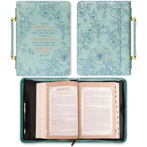 Christian Art Gifts Faux Leather Fashion Bible Cover: I Know The Plans I Have for You - Jeremiah 29:11 Inspirational Bible Verse, Debossed Floral Teal Design, Large