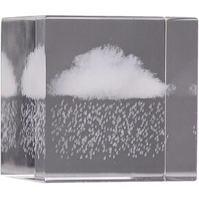 Wakauto 3D Rain Cloud Crystal Cube Paperweight Ornaments Table Centerpiece Figurines Crystal Engraving Collectibles Art for Micro Landscape Fish Tank Decor