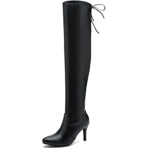 LIURUIJIA Women's Over The Knee Thigh High Heel Boots Pointed Toe Stretch Lace Up Fashion Comfy Sexy Stiletto High Heel Fall Boots
