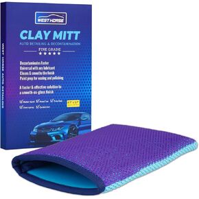 Auto Detailing Clay Bar Mitt, Detailing Clay Mitt for Paint, Glass, Wheels, Car’s Paint Claying, Paint Prep for Wax, Polish and Sealant (8.7in. x 5.7in, Purple)