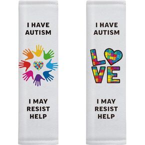 2 Pack Autism Belt Cover Awareness Car Seat Covers Non-Verbal Seat Belts Cover Puzzle Sign and Awareness Designs (Autism Style)