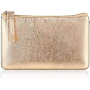 Mini Coin Purse, Portable PU Leather Wallet with Zipper Small Coin Purse Pouch for Women Change Purse(gold)