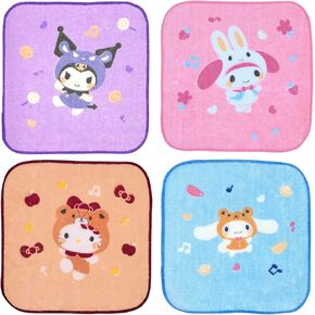 4 Pcs Mini Size Cute Handkerchief for Men Women 6.3 X 6.3inch Kawaii Cartoon Design Accessories Decoration Quick Drying Thin Soft