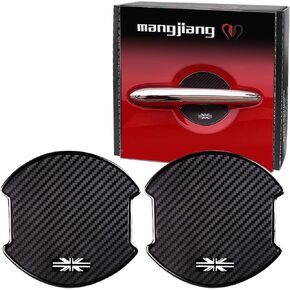 2 PCS Door Handle Protector, Union Jack Carbon Fiber Texture 3D TPU Stickers Car Door Scratches Protective Films Cover Pad for Mini Cooper R50 R52 R55 R56 R60 F54 F55 F56 F60
