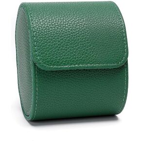 Premium Pu Leather Handmade Single 1 Watch Storage Box For Men For Women Travel Display 1 Watch Case Jewelry Gift Box Handcrafted Watch Organizer (green)