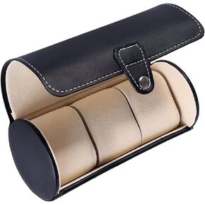 GARY&GHOST Black Travel Watch Case 3-Slots Watches Organizer Leatherette Roll Watch Bracelets Storage Box