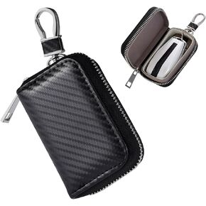 Faraday Bag for Car Keys, Anti-Theft Faraday Carbon Fiber Key Fob Holder Storage with Zip, Portable Signal Blocking Auto Key Protector Zipper Pouch, Car Accessories