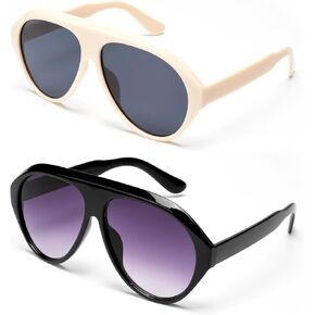 Retro Aviator Sunglasses for Men Women - Trendy 70s Vintage Style,Plastic Frame Sun Glasses