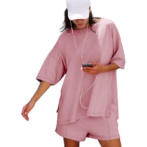 Women Lounge Sets Short Sleeve Cute Tops Shorts Plus Size 2 Piece Outfits Summer Maternity Pj Set Cozy Lounge Wear