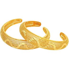 Ethlyn 2pcs/lot 18K Gold Plated Girls Cuff Bracelets Birthday Gift for children
