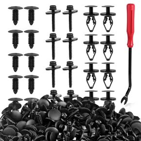 120pcs GM 11589290 Cowl Grille Retainers Clips Compatible with GM Sedan and Trucks Bumper Splash Shield Plastic Fastener 1605396, 1595864 with 11570498 Fender Wheelhouse Liner Bolts