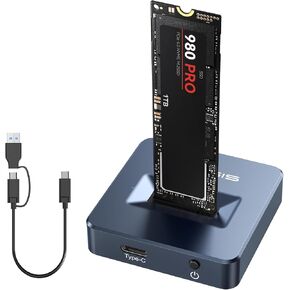 NVME to USB Docking Station,ACASIS M.2 SSD to USB Adapter Portable External SSD Enclosure for M.2 (M Key) NVMe SSD and (B+M Key) SATA-Based SSD Compatible with Thunderbolt 4/3