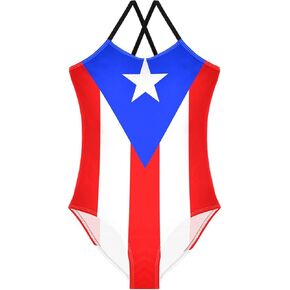 Classic Traditional Puerto Rico Flag Baby Girls' Swimwear Toddler Girl One Piece Swimsuit Bathing Suits Size 3-10T