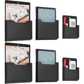 uxcell 6Pcs Magnetic File Holder, Magnetic Paper Holder for Classroom Refrigerator, Magnetic Wall File Organizer File Holder Paper Letter Organizer Storage (Black, Multi Size)