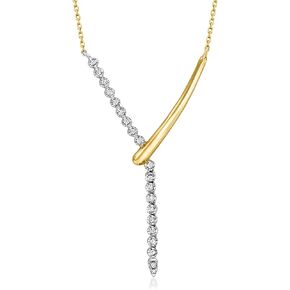 Ross-Simons 0.20 ct. t.w. Diamond Y-Necklace in 2-Tone Sterling Silver. 16 inches