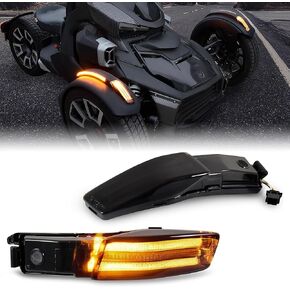 SAUTVS Front Fender LED Lights for Can Am Ryker, Smoked Black Fender Lights Wheel Lights Fender Reflectors with LED Turn Signals & Running Lights for the Can-Am Ryker 2019-2024 Accessories (2PCS)