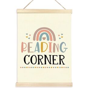 CGBHW Kids Reading Corner Decor for Classroom Poster Hanger Frame 12x16 Inch, Colourful Classroom Wall Decor, Boho Sun Book Nook Library Reading Bulletin Homeschool Posters Wall Art Hanging Decor