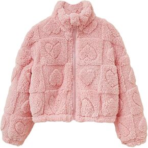 Verdusa Toddle Girl's Zip Up Fuzzy Fleece Jacket Warm Teddy Coat Outerwear