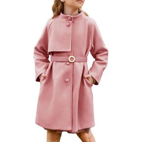 GRACE KARIN Girls Dress Coat Kids Fall Winter Outerwear Jackets Peacoats with Belt 6-14Y