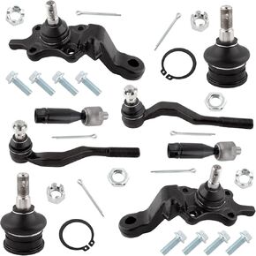 BOXI 8pcs Front Upper Lower Ball Joints Inner Outer Tie Rods Kit for Toyota Tacoma 1995-2004 (4WD Models Only) / Tacoma 1998-2004 (Pre Runner RWD) | K90259 K90258 K90255 EV433 ES3546 ES3545