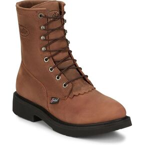 Justin Livestock 8" Waterproof Work Boots for Men - Durable Premium Full-Grain Leather with Comfort Insole and Slip-Resistant Outsole, EH-Resistant
