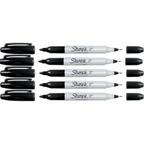 Black Twin Tip Permanent Markers, Fine and Ultra Fine Point, 5-Count