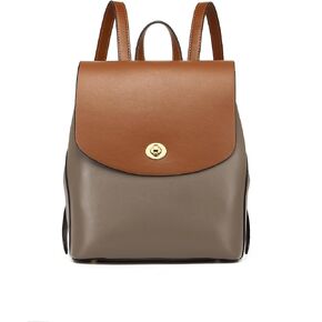 Mini Backpack for Women Small Backpack Purse Genuine Leather Daypack Ladies Satchel Bags (Mud&Brown)