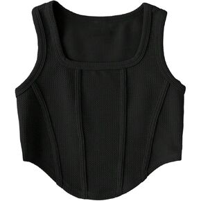 SweatyRocks Girl's Asymmetrical Hem Square Neck Tank Top Sleeveless Tops