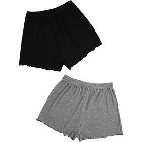 Floerns Women's 2 Pcs Elastic Waist Sleep Bottom Solid Loungewear Pajama Shorts