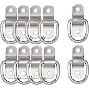 D-Ring Tie Down Anchor，10x 1/4'' Stainless Steel D-Rings Trailer Tie Downs, Heavy Duty Tie Down D- Rings Anchor Lashing Ring with Mounting Bracket for Loads on Boats,Trailers Trucks RV,Floor Mount