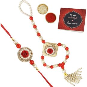 TIED RIBBONS Bhaiya Bhabhi Rakhi | Lumba Rakhi for Bhabhi | Mini Greeting Card | Roli Packet - Raksha bandhan Rakhi for Brother | Bhabhi Rakhi Set for Bhai Bhabhi in Saudi Arabia