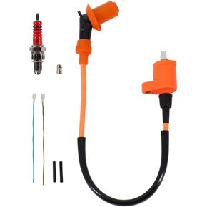 Orange Ignition Coil Spark Plug kit Compatible with 4 Stroke GY6 50-150cc SSR 125cc Engine Chinese ATV taotao Scooter Moped Go Karts Parts