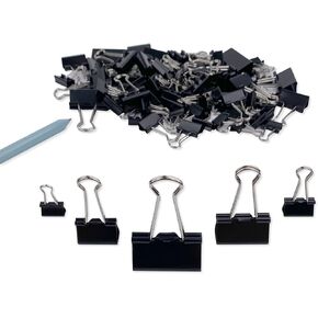 DSTELIN Binder Clips Paper Clamps Assorted Sizes 120 Count (Black), Large, Medium, Small, X Small and Micro, 5 Sizes in One Pack, Meet Your Different Using Needs.