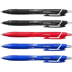 Uni-Ball - Jetstream SXN-150-0.7mm Retractable Rollerball Pen [5 Pack = 2 x Black, 2 x Blue, 1 x Red]