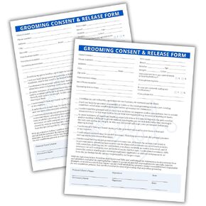 Pet Grooming Intake, Consent & Release Form | 50 Pack 8.5x11" in. Standard Paper Size Supplies Pet Grooming Groomer Loyalty Appointment Card Client Detangle Skin Mapping Matted Coat Clip Off Agreement
