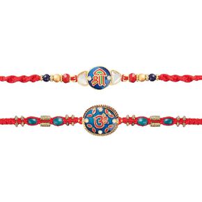 راخي للأخ - مجموعة من قطعتين مع بطاقة تهنئة، راخي غانيشا الهندي التقليدي لمصمم راكشا باندان راخي خيط لبهايا هولي ديزاين082024 in Kuwait