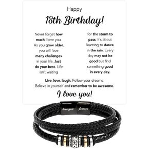 FG Family Gift Mall Happy 18th Birthday Gifts for Boy Birthday Bracelet Gifts for Him Unique Gifts Ideas for 18 Year Old Male Son Grandson Nephew Boyfriend Gifts Ideas Birthday Card Present