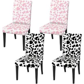 Floral Dining Chair Covers for Dining Room Set of 4, Stretch Dining Chair Cover for Dining Room Kitchen Washable, Removable Slipcovers for Home, Hotel, Banquet (Flower-White+Green, 4PC)