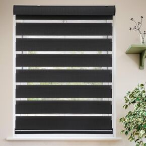 MYshade Roller Shades Zebra Blinds for Windows Cordless Day and Night Light Filtering Blinds Dual Layer Roller Blinds 27" x 72" Grey
