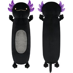 36" Giant Black Axolotl Stuffed Animal, Cute Soft Long Axolotl Plush Body Squishy Pillow Big Plushies Toy, Gift for Kids, Boys, Halloween, Christmas, Thanksgiving, Birthdays