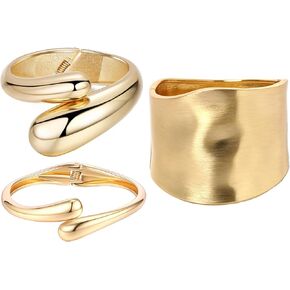 الذهب والفضة مكتنزة الكفة الإسورة أساور للنساء واسعة العصرية الذهب الإسورة غير النظامية المعصم قابل للتعديل المفتوحة الكفة التفاف سوار in Kuwait