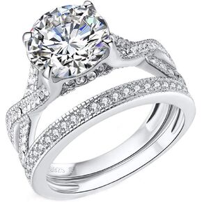 Wedding Ring Set 925 Sterling Silver Cubic Zirconia Infinity Solitaire Ring,Gifts for Women