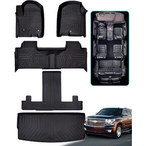 Floor Mats & Cargo Liner for Chevy Tahoe GMC Yukon 2021-2024, Car Interior Accessories All-Weather 7 Seats Floor Mats for Chevrolet Tahoe GMC Yukon 2024 2023 2022 2021 (Only for Bucket Seats)
