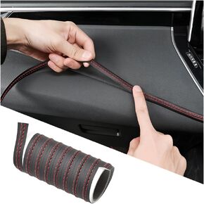 9.84FT(3M) Automobile Interior Trim Strip Leather Decorative Line, Car Interior DIY Flexible Gap Moulding Trim Sticker Door Air Outlet Dashboard Strips, for Vehicles SUV Truck RV (Black/Red)