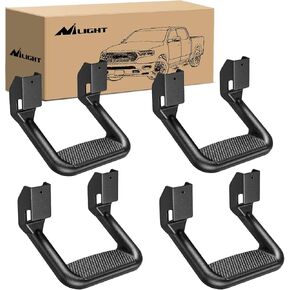 Nilight Universal Side Step Slip-Proof Aluminum Side Hoop Steps Nerf Bars Assembly Black 4 Pcs for Chevy (Chevrolet) Ford Toyota GMC Dodge RAM
