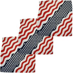 Motique Accessories Set of 3 Large Cotton Bandanas -Wavy American Flag