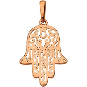 14k Rose Gold Filigree Hamsa Hand of Fatima Charm Pendant