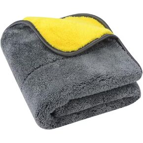 Ultraplush Thick Auto Detailing Microfiber Towel 850GSM Polishing Waxing Cloth 6 Pack Yellow/Grey (16" x 24")