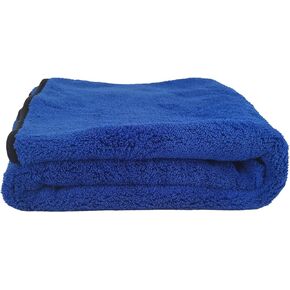 Premium 70/30 Blend Absorbent, Ultra Plush Microfiber Coral Fleece Drying Towel for Cars, Home & More - Soft Suede Edges, Safe & Scratch Free, Electric Blue (36" x 25")