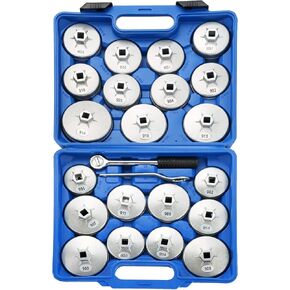 ATPEAM 23pcs Aluminum Alloy Cup Type Oil Filter Cap Wrench Socket Removal Tool Set 1/2" dr.